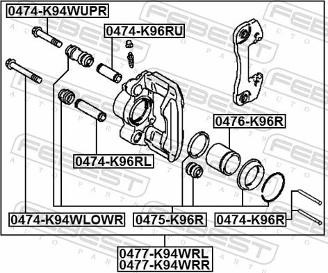 Febest 0475-K96R - Ремкомплект, гальмівний супорт autozip.com.ua
