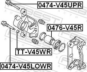 Febest 0474-V45UPR - Направляючий болт, корпус скоби гальма autozip.com.ua