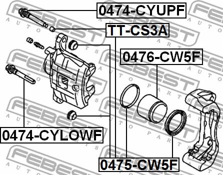 Febest 0475-CW5F - Ремонтний комплект супорта гальмівної системи autozip.com.ua