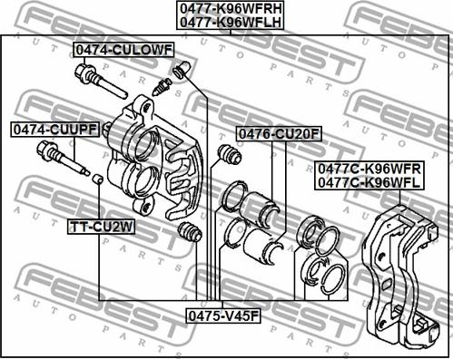 Febest 0477-K96WFLH - Гальмівний супорт autozip.com.ua