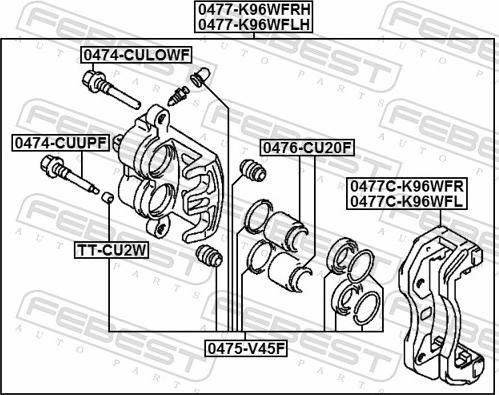 Febest 0476-CU20F - Поршень, корпус скоби гальма autozip.com.ua