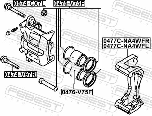 Febest 0475-V75F - Ремкомплект, гальмівний супорт autozip.com.ua