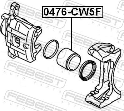 Febest 0476-CW5F - Поршень, корпус скоби гальма autozip.com.ua