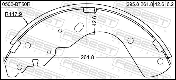 Febest 0502-BT50R - Комплект гальм, барабанний механізм autozip.com.ua