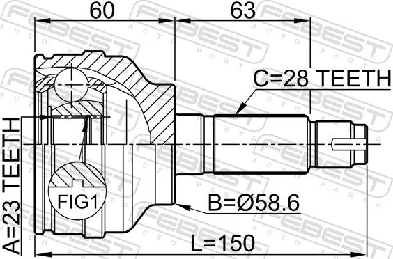 Febest 0510-049 - Шарнір, ШРУС, приводний вал autozip.com.ua