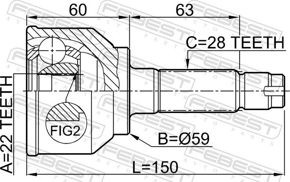Febest 0510-042 - Шарнір, ШРУС, приводний вал autozip.com.ua