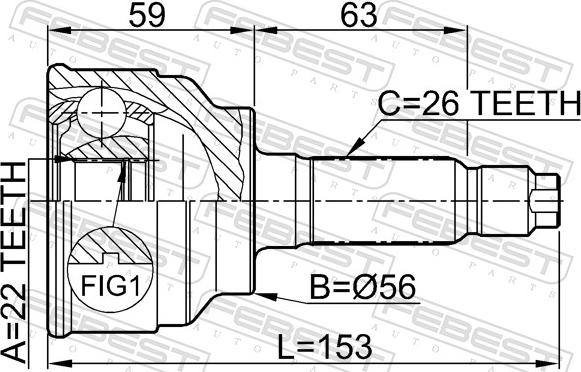 Febest 0510-024 - Шарнір, ШРУС, приводний вал autozip.com.ua
