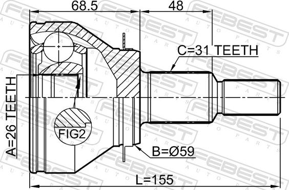 Febest 0510-TC - Шарнір, ШРУС, приводний вал autozip.com.ua