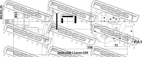 Febest 05110-001FL - Амортизатор autozip.com.ua