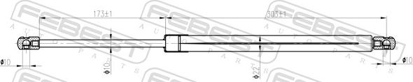 Febest 05117-003 - Газова пружина, капот autozip.com.ua