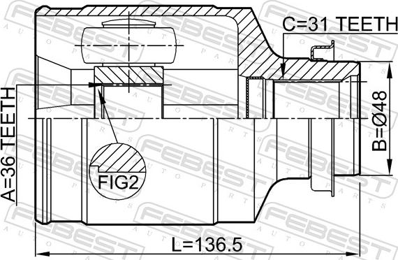 Febest 0511-CX7RH - Шарнір, ШРУС, приводний вал autozip.com.ua