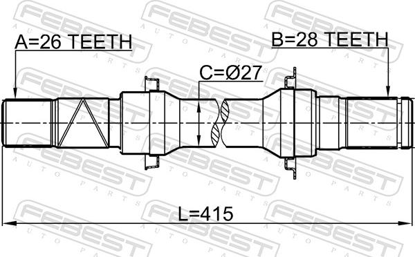 Febest 0512-BL16AT - Приводний вал autozip.com.ua