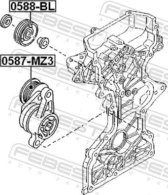 Febest 0588-BL - Паразитний / провідний ролик, поліклиновий ремінь autozip.com.ua