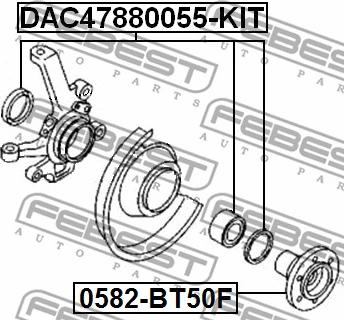 Febest DAC47880055-KIT - Підшипник ступиці колеса autozip.com.ua