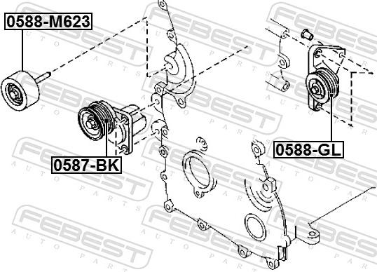 Febest 0587-BK - Паразитний / провідний ролик, поліклиновий ремінь autozip.com.ua