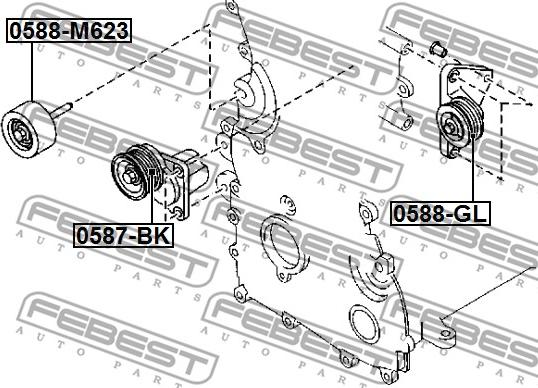 Febest 0587-BK - Паразитний / провідний ролик, поліклиновий ремінь autozip.com.ua