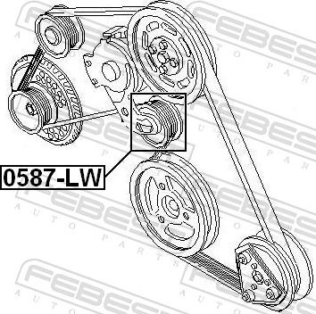 Febest 0587-LW - Паразитний / провідний ролик, поліклиновий ремінь autozip.com.ua