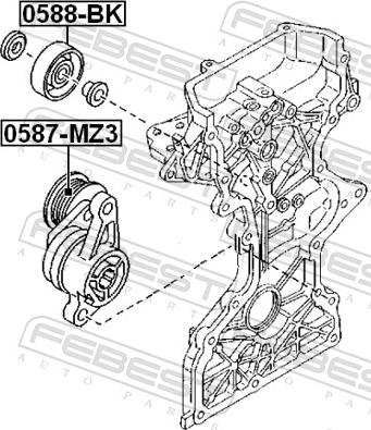 Febest 0587-MZ3 - Паразитний / провідний ролик, поліклиновий ремінь autozip.com.ua