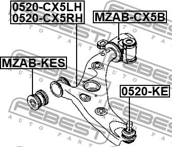 Febest MZAB-CX5B - Сайлентблок, важіль підвіски колеса autozip.com.ua