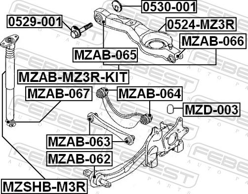 Febest MZAB-065 - Сайлентблок, важіль підвіски колеса autozip.com.ua