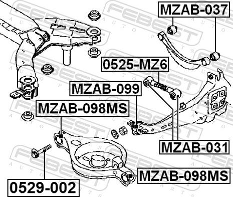 Febest MZAB-099 - Сайлентблок, важіль підвіски колеса autozip.com.ua