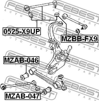 Febest MZAB-046 - Сайлентблок, важеля підвіски колеса autozip.com.ua