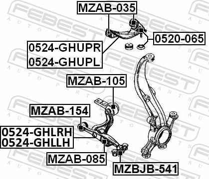 Febest MZAB-154 - Сайлентблок, важіль підвіски колеса autozip.com.ua