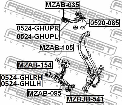 Febest 0524-GHLLH - Важіль незалежної підвіски колеса autozip.com.ua