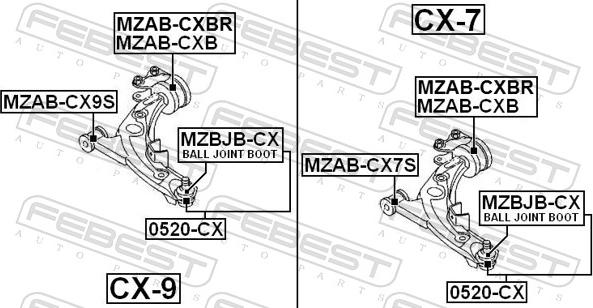 Febest MZBJB-CX - Ремонтний комплект, що несуть / напрямні шарніри autozip.com.ua