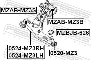 Febest MZAB-MZ3S - Сайлентблок, важіль підвіски колеса autozip.com.ua