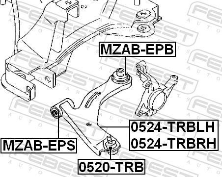 Febest 0524-TRBLH - Важіль незалежної підвіски колеса autozip.com.ua
