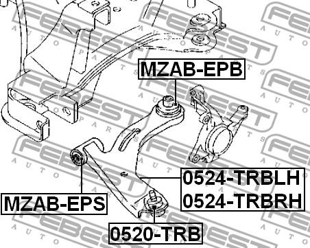 Febest 0520-TRB - Шарова опора, несучий / направляючий шарнір autozip.com.ua