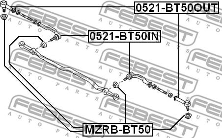 Febest 0521-BT50OUT - Наконечник рульової тяги, кульовий шарнір autozip.com.ua