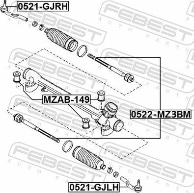 Febest MZAB-149 - Підвіска, кермове управління autozip.com.ua