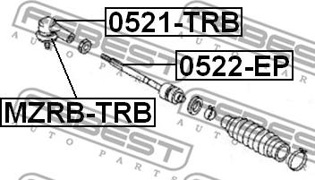 Febest 0522-EP - Осьовий шарнір, рульова тяга autozip.com.ua