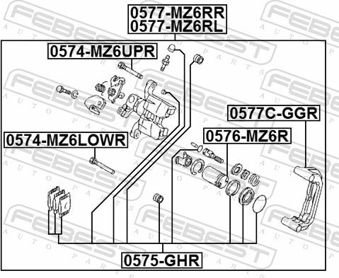 Febest 0575-GHR - Ремкомплект, гальмівний супорт autozip.com.ua