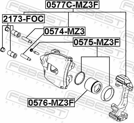 Febest 0575-MZ3F - Ремкомплект, гальмівний супорт autozip.com.ua