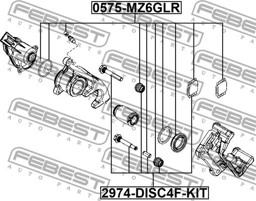 Febest 0575-MZ6GLR - Ремкомплект, гальмівний супорт autozip.com.ua