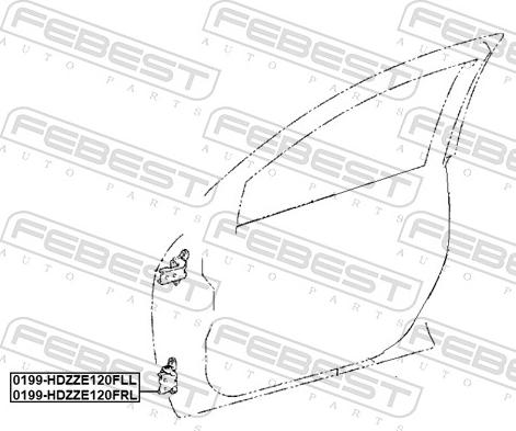 Febest 0199-HDZZE120FLL - Дверний шарнір autozip.com.ua