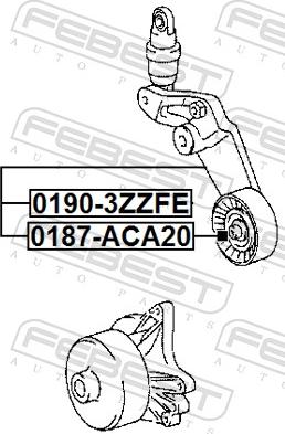 Febest 0190-3ZZFE - Натягувач ременя, поліклиновий ремінь autozip.com.ua