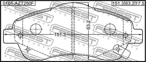 Febest 0101-AZT250F - Гальмівні колодки, дискові гальма autozip.com.ua