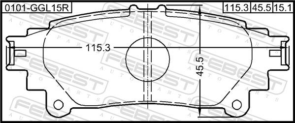 Febest 0101-GGL15R - Гальмівні колодки, дискові гальма autozip.com.ua