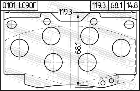 Febest 0101-LC90F - Гальмівні колодки, дискові гальма autozip.com.ua