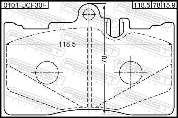 Febest 0101-UCF30F - Гальмівні колодки, дискові гальма autozip.com.ua