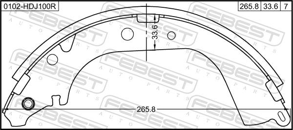 Febest 0102-HDJ100R - Комплект гальм, барабанний механізм autozip.com.ua