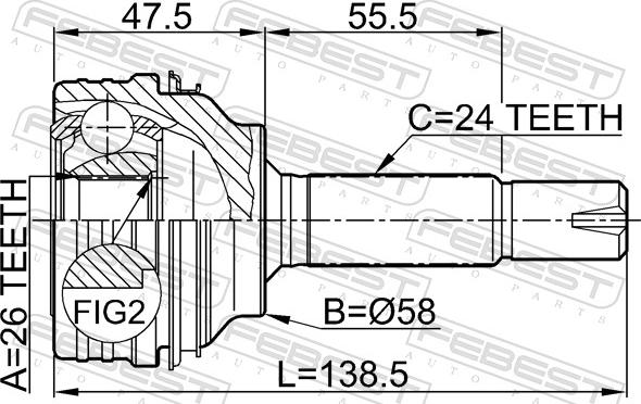 Febest 0110-040 - Шарнір, ШРУС, приводний вал autozip.com.ua
