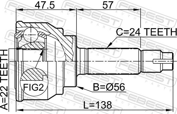 Febest 0110-042 - Шарнір, ШРУС, приводний вал autozip.com.ua