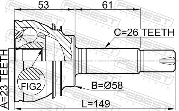 Febest 0110-054 - Шарнір, ШРУС, приводний вал autozip.com.ua