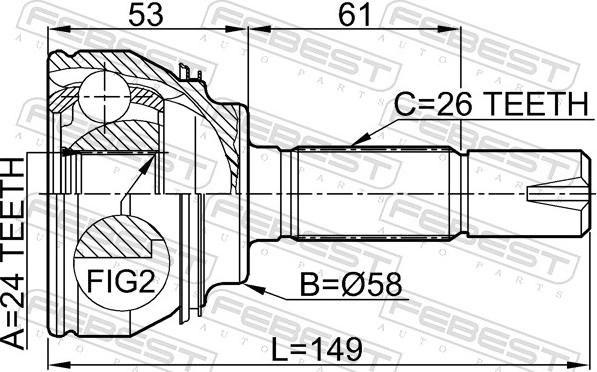 Febest 0110-055 - Шарнір, ШРУС, приводний вал autozip.com.ua