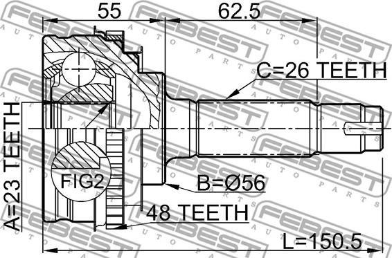 Febest 0110-010A48 - Шарнірний комплект, ШРУС, приводний вал autozip.com.ua